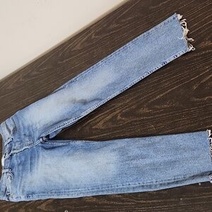 Re/Done Highrise Ankle Crop Raw Hem Skinny Jeans Buttonfly